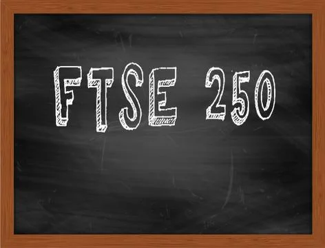FTSE 250  hand writing text on black chalkboard Illustrazione stock