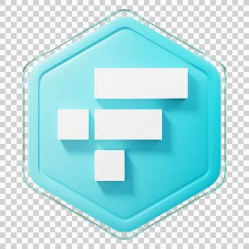 FTX Token (FTT) Badge Left View Crypto Isolated On White Background Blockchain Stock Illustration