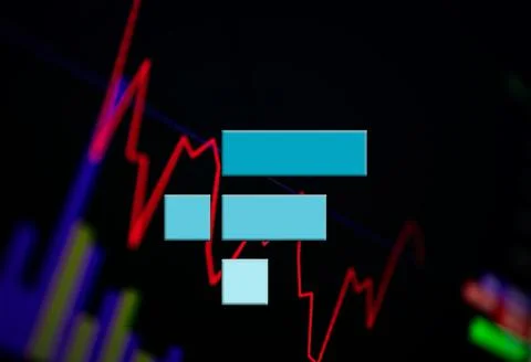 FTX Token FTT Cryptocurrency. coin growth chart on the exchange, chart Stock Illustration