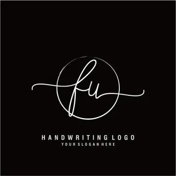 FU Initial handwriting logo design Stock Illustration