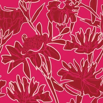 Fuchsia Abstract Floral seamless pattern design Stock Illustration