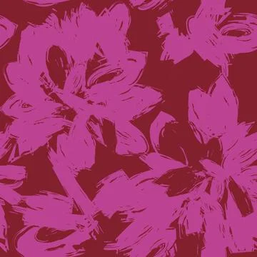 Fuchsia Brushstroke Floral seamless pattern design Stock Illustration