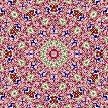 Fuchsia color tile, irregular circle kaleidoscope pattern. Stock Illustration