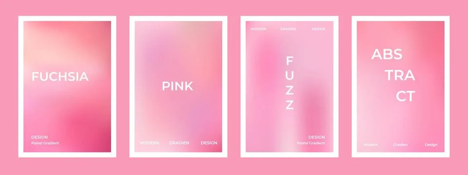 Fuchsia pink gradient abstract background set. Nude blurred pattern poster Stock Illustration