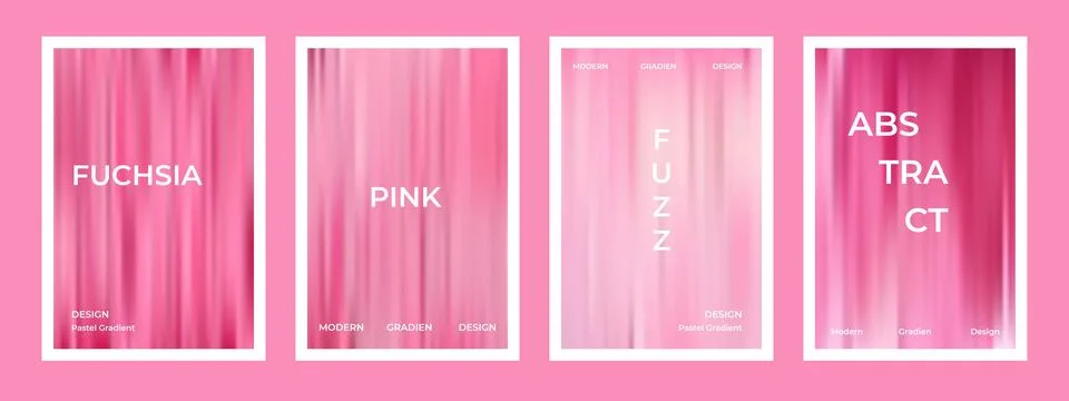 Fuchsia pink gradient abstract background set. Nude blurred pattern poster... Stock Illustration