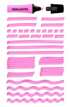 Fuchsia realistic highlight marker lines and boxes Stock Illustration