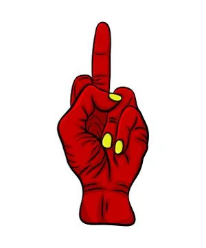 Fuck  finger  red devil hand  vector  design isolated on white background Stock Illustration