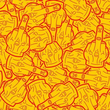 Fuck pattern seamless. Middle finger gesture background. Stock Illustration