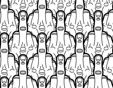 Fuck pattern seamless. Middle finger gesture background. Stock Illustration