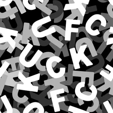 Fuck seamless pattern. 3D texture of letter. Lettering Ornament 스톡 일러스트