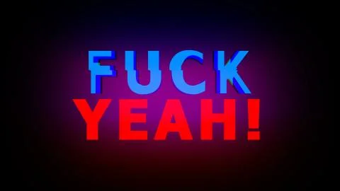 Fuck yeah text with stylization and bright colors, 3d render computer generat Illustrazione stock