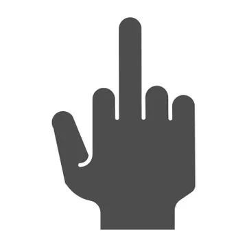 Fuck you hand solid icon. Middle finger up gesture vector illustration isolated Stock Illustration