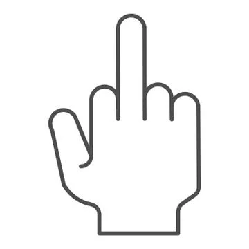 Fuck you hand thin line icon. Middle finger up gesture vector illustration Ilustração Stock