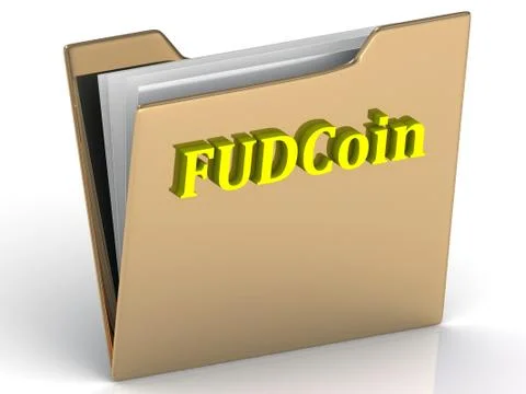 FUDCoin- bright color letters on a gold folder on a white background Stock Illustration