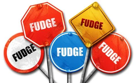 Fudge, 3D rendering, street signs Stock Illustration