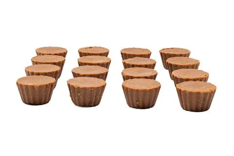 Fudge Cups Angled View White Background. Stock Photos
