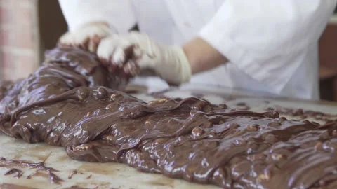 Fudge Folding or Making Closeup Stock Footage 172206350