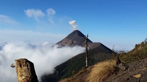 Fuego Volcano Day Eruption Stock Footage 77496481