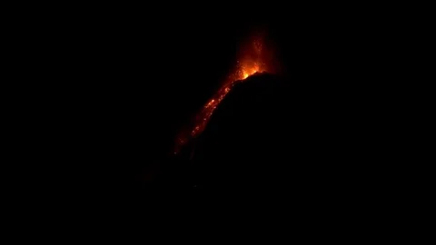 Fuego Volcano Night Eruption Stock Footage 77495290