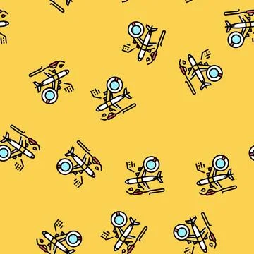 Fuel analysis aircraft vector seamless pattern 스톡 일러스트