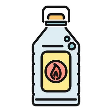 Fuel bottle with a flammable liquid warning icon Stock Illustration