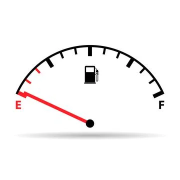 Fuel car indicator icon shadow, gauge petrol automobile meter symbol, control Stock Illustration