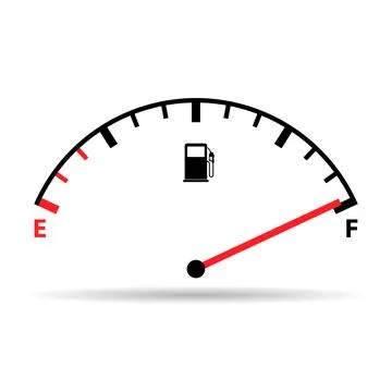 Fuel car indicator icon shadow, gauge petrol automobile meter symbol, control Illustrazione stock