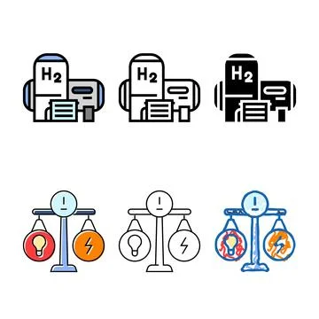 Fuel cell storage set energy color icon vector Stock Illustration