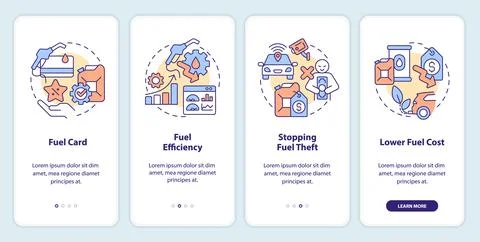 Fuel consumption optimization onboarding mobile app screen Stock Illustration