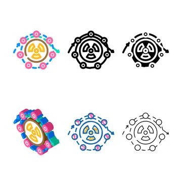 Fuel cycle set nuclear energy color icon vector Stock Illustration
