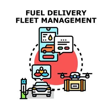 Fuel delivery fleet management concept with logistics and charging Stock Illustration