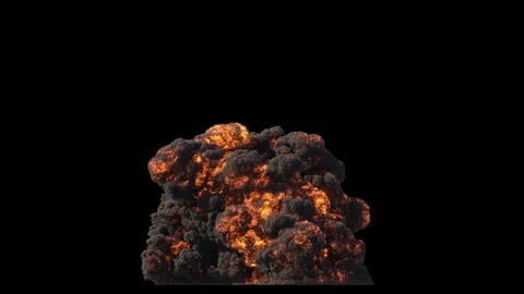 Fuel explosion on black Stock Footage 79024252