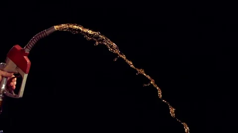 Fuel falling out of the nozzle in slow motion Stock Footage 81215836