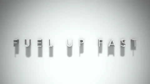 Fuel up fast 3D title animation white text on a white background Stock-Footage 299422941