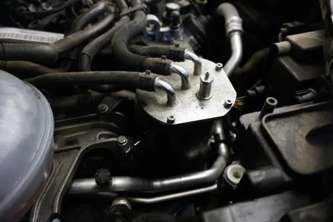 Fuel filter diesel engine Stock Photos