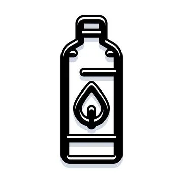 Fuel gas bottle with igniting flame icon Stock Illustration