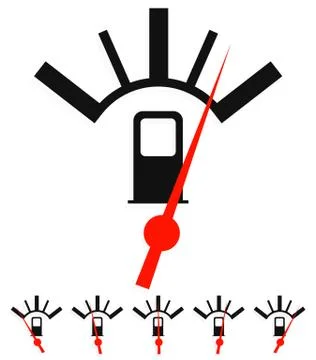 Fuel, gas meter vector elements with red pointers Stock Illustration