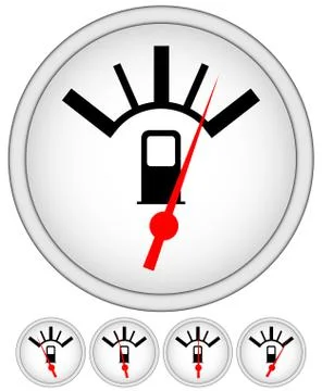 Fuel, gas meter vector elements with red pointers Stock Illustration