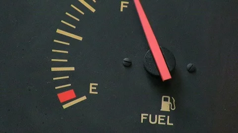 Fuel gauge drops to empty Stock Footage