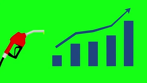 Fuel graph up, fuel nozzle, animated fuel price up fuel nozzle dripping fue.. Stock Footage 312295997