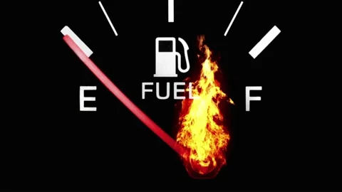 Fuel guage on fire background Stock Footage 197469985