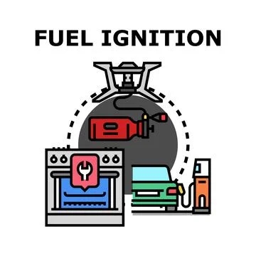 Fuel ignition system in various applications concept Stock Illustration