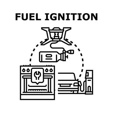Fuel ignition system in various applications concept Stock Illustration