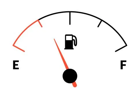 Fuel indicator meter or fuel gauge for petrol, gasoline, diesel level count Stock Illustration