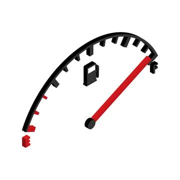 Fuel isometric car indicator icon, gauge petrol automobile meter symbol, cont Stock Illustration