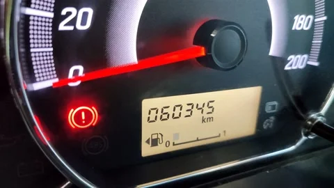 The fuel level gauge is about to run out. Stock Footage 181980142