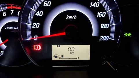 The fuel level gauge is about to run out. Stock Footage 181980323