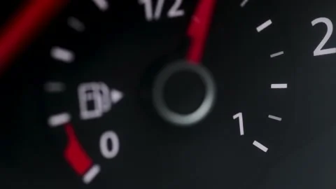 Fuel level sensor in the car. Full tank truck. Fuel gauge car dashboard show Stock Footage 194712714