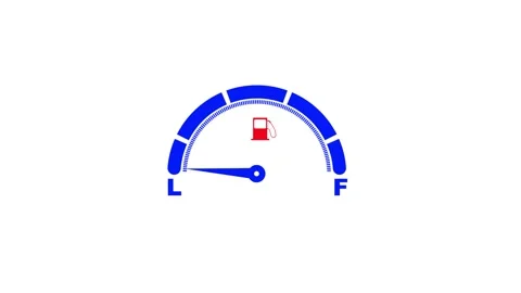 Fuel Meter Dashboard, fuel level indicator with arrow flashing low fuel ico.. Stock Footage 260115001