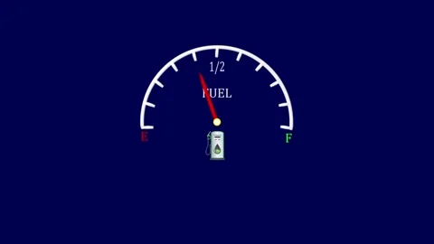 Fuel miter icon animation.empty fuel warning light in car dashboard. Stock Footage 302237266